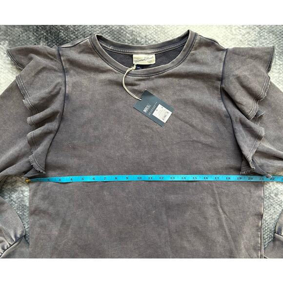 Target Universal Thread Ruffle Shoulder Sweatshirt Dark Charcoal Gray Size Large - Picture 10 of 13